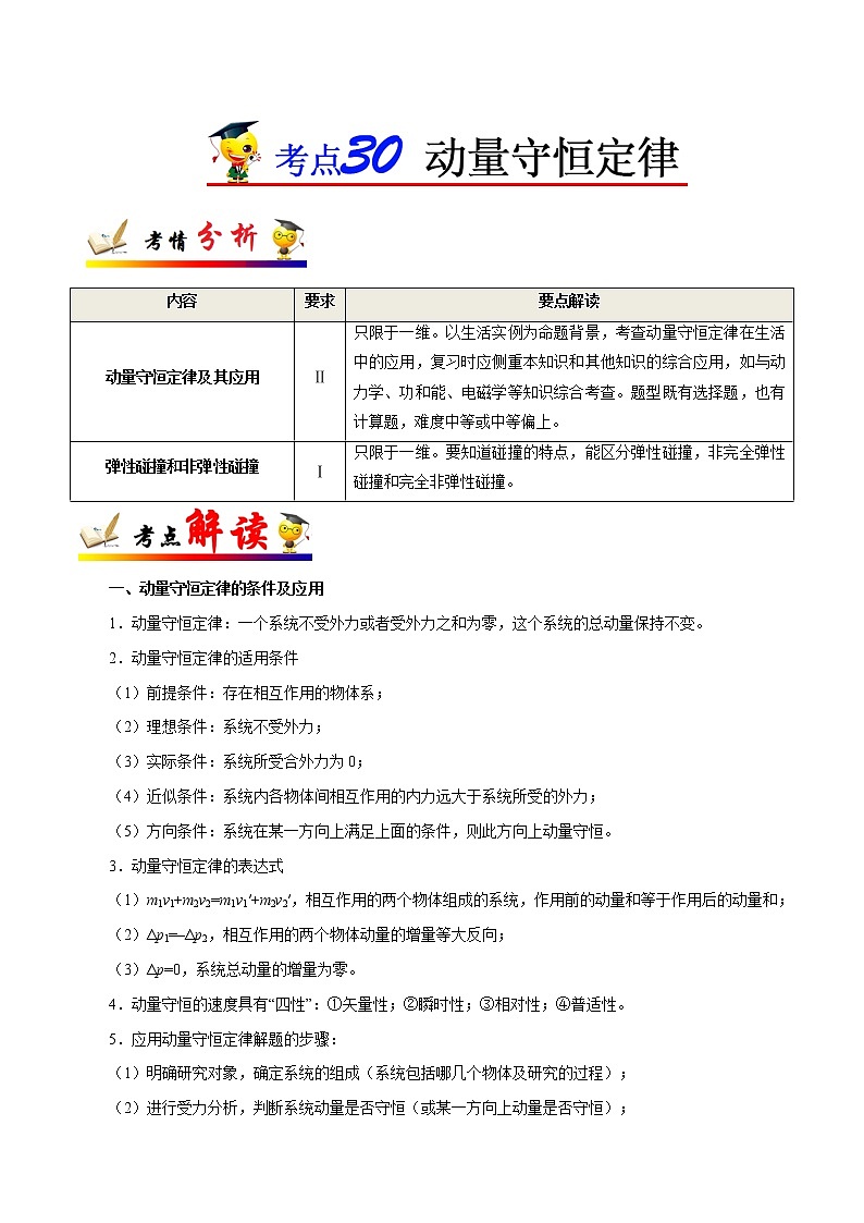 高中物理高考 考点30 动量守恒定律——备战2021年高考物理考点一遍过第1页