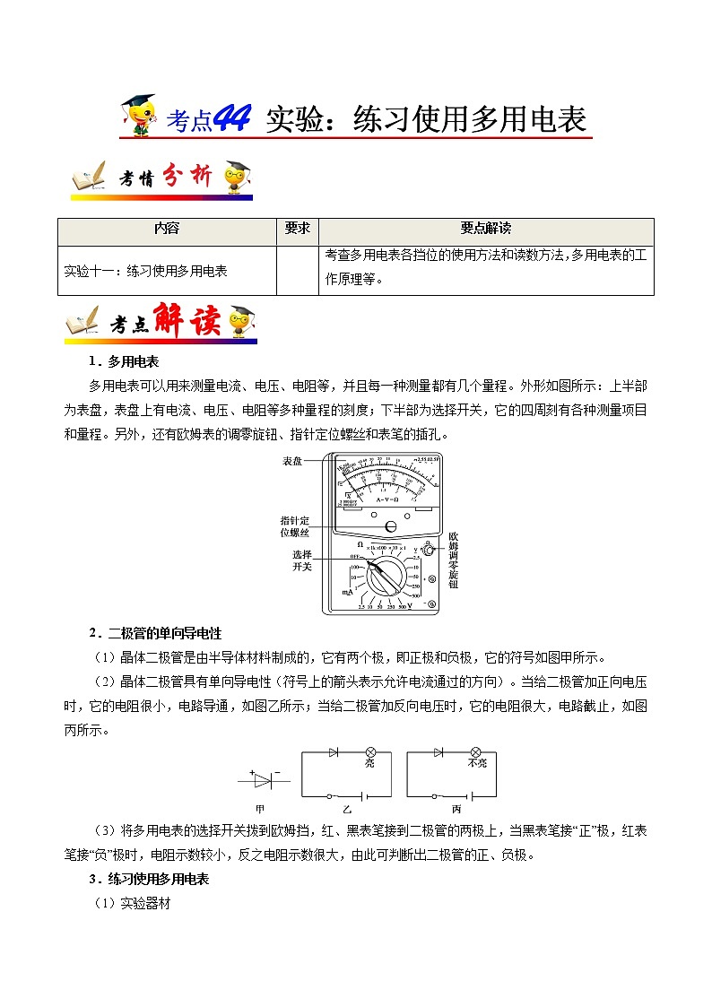 高中物理高考 考点44 实验 练习使用多用电表——备战2021年高考物理考点一遍过第1页