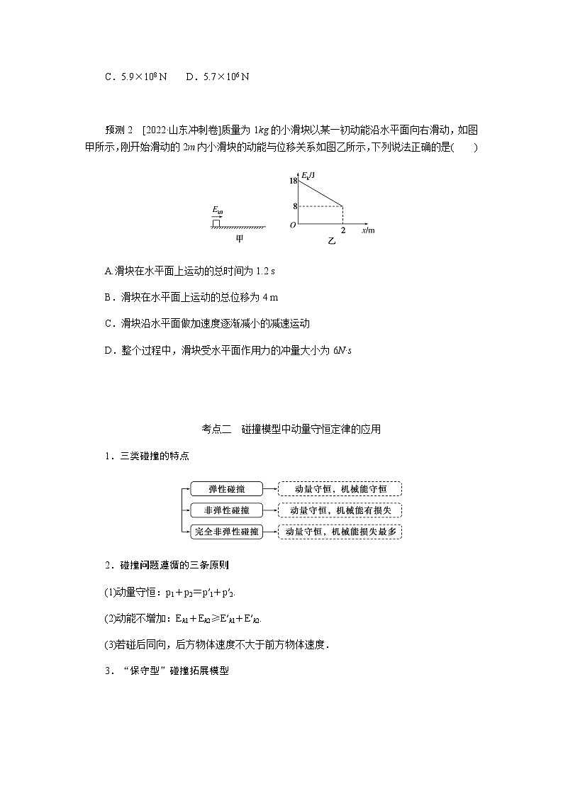 2023届高考物理二轮复习专题七动量定理动量守恒定律学案第3页