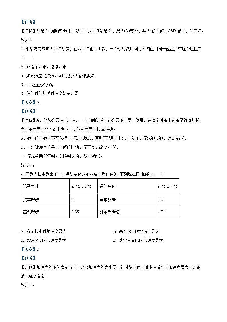 2023眉山北外附属东坡外国语学校高一上学期9月月考物理试题含解析03