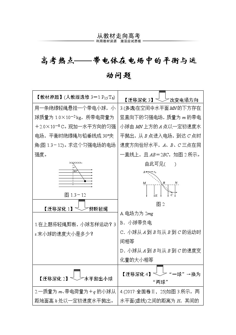 高中物理高考 选修3-1 第七章 从教材走向高考第1页