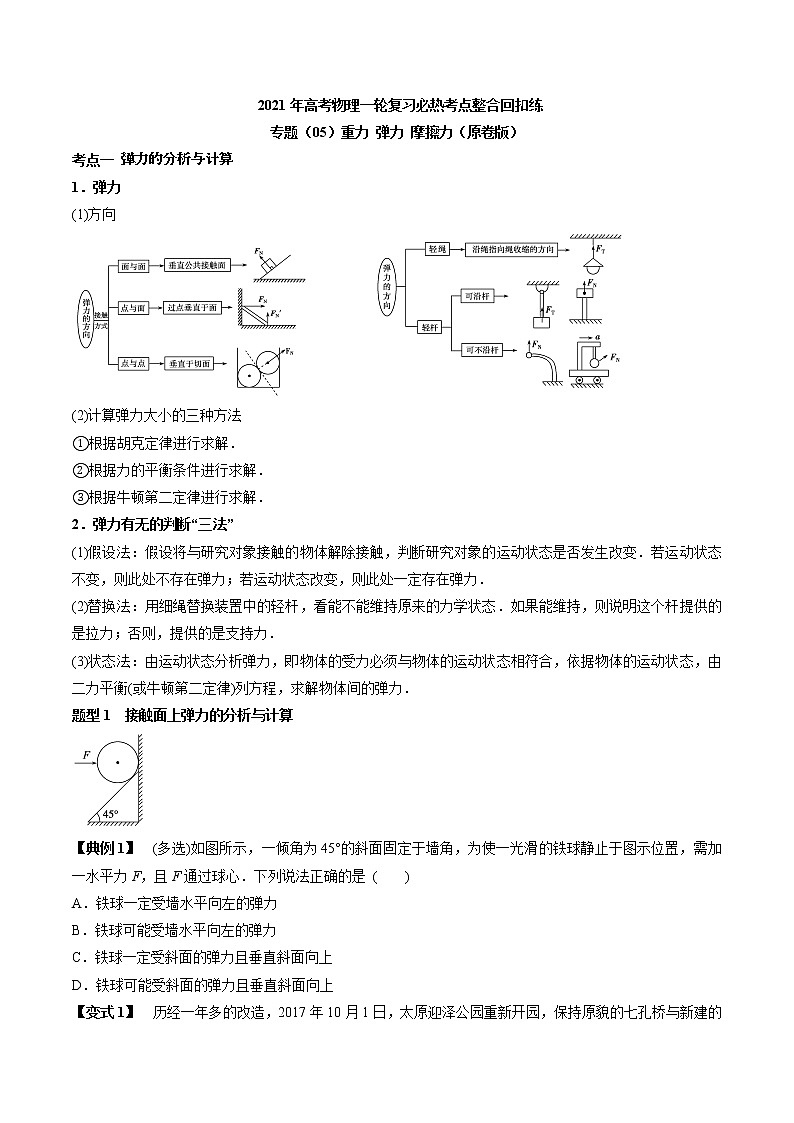 高中物理高考 专题（05）重力 弹力 摩擦力（原卷版）第1页