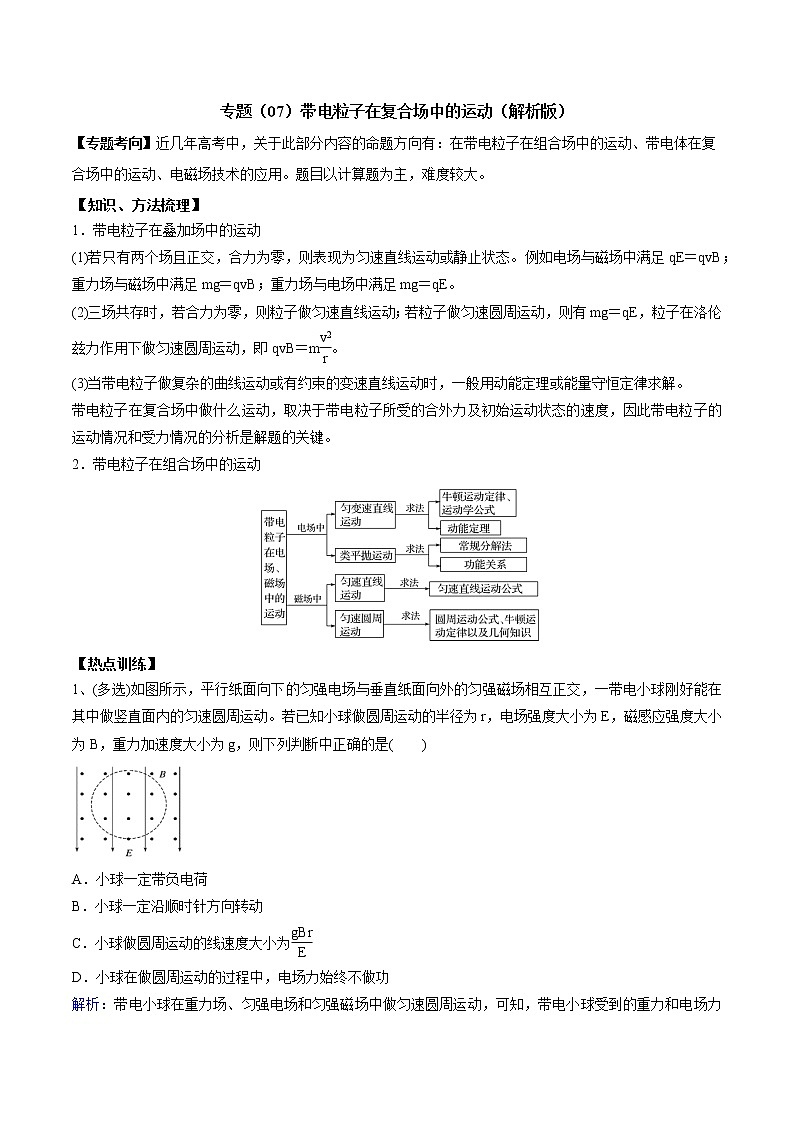 高中物理高考 专题（07）带电粒子在复合场中的运动（解析版）第1页