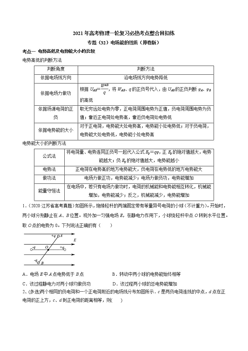 高中物理高考 专题（32）电场能的性质（原卷版）01