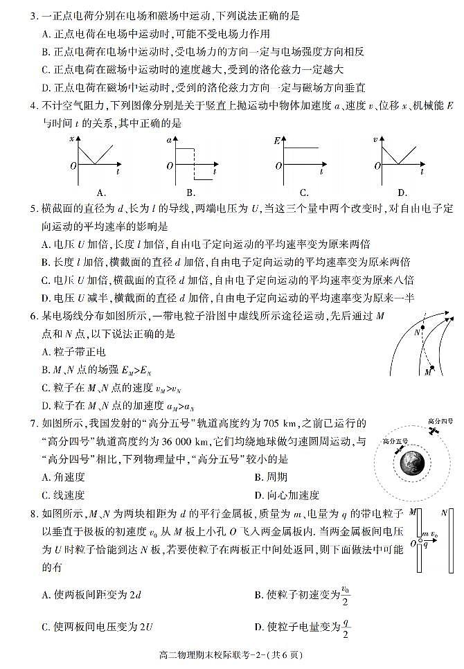 陕西省汉中市2021-2022学年高二上学期期末校际联考物理试题02