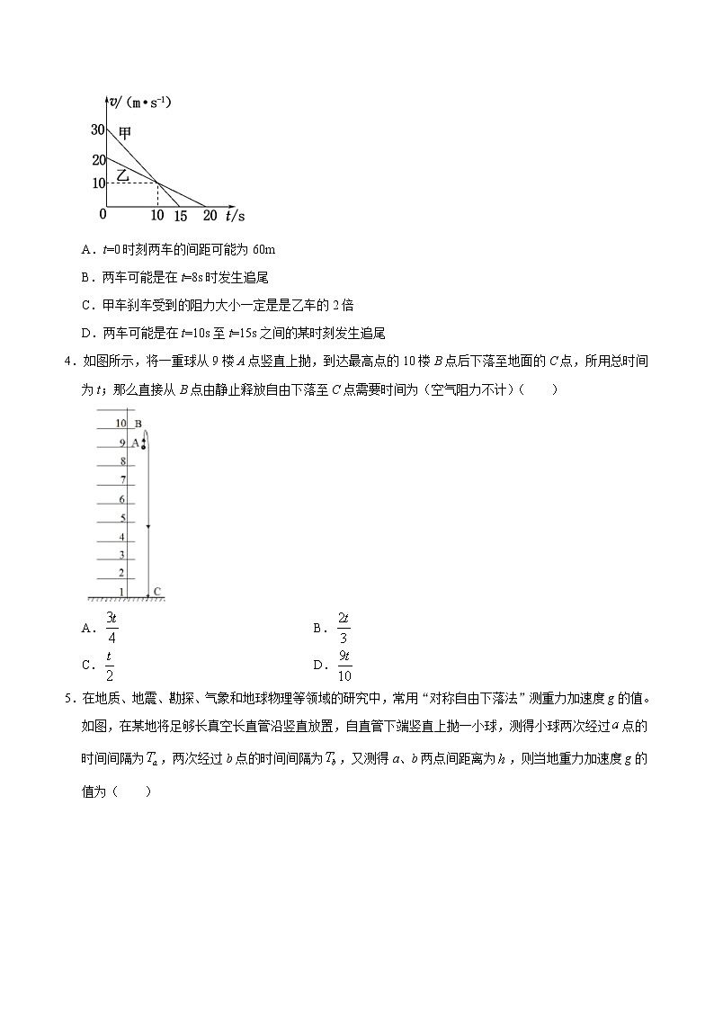 高中物理高考 重难点01运动规律巧解匀变速直线（原卷版）-2021学霸向前冲高考物理寒假重难点必刷第2页