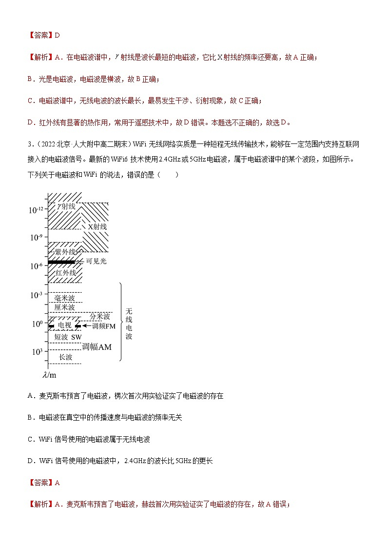 4.4电磁波谱(练习)-高中物理课件（人教版2019选择性必修第二册）02