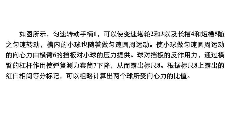 高中物理高考e二轮专区 实验六　探究向心力大小与半径、角速度、质量的关系 课件练习题第7页