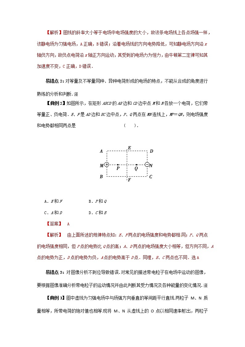 高中物理高考 专题06  静电场-2020年高考考前再回首易错题（原卷版）02