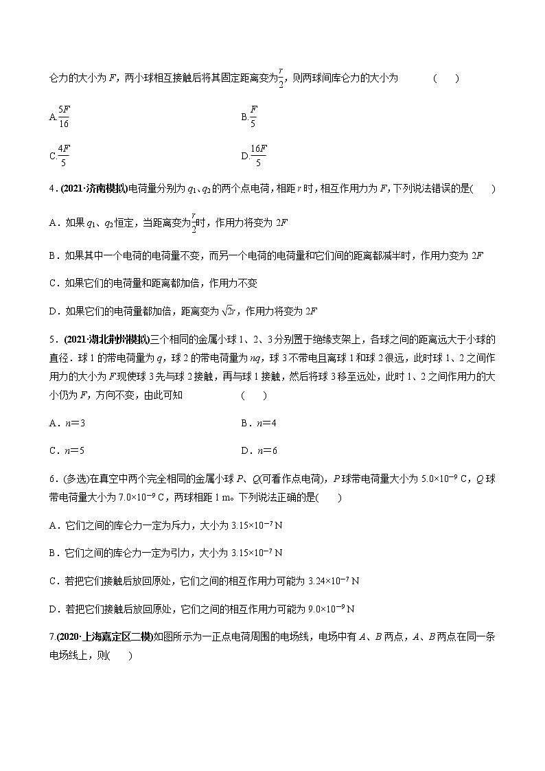 高中物理高考 专题7 1 电场力的性质【练】原卷版02