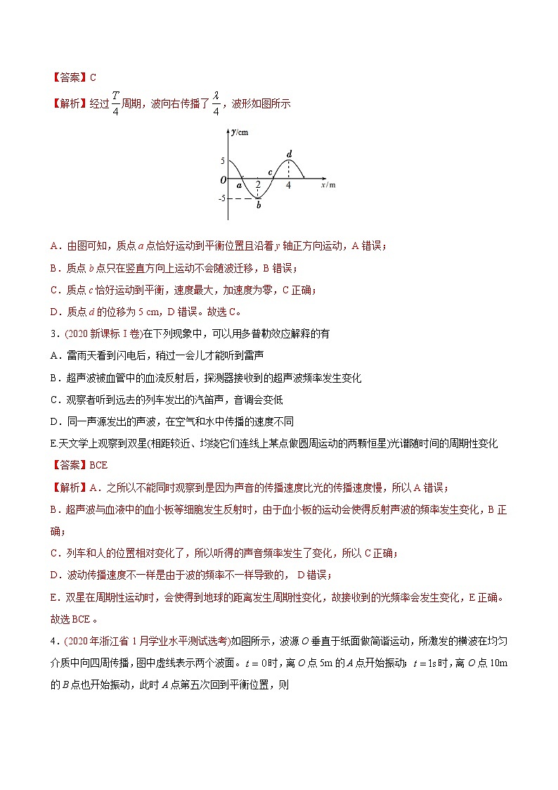 高中物理高考 专题16 机械振动和机械波——2020年高考真题和模拟题物理分类训练（教师版含解析）第2页