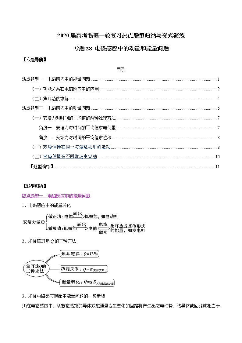 高中物理高考 专题28 电磁感应中的动量和能量问题（解析版）第1页