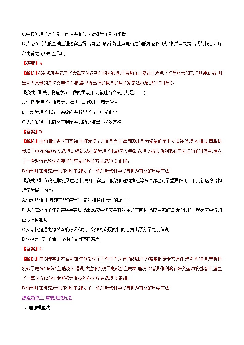 高中物理高考 专题39 物理学史及物理学思想（解析版）03