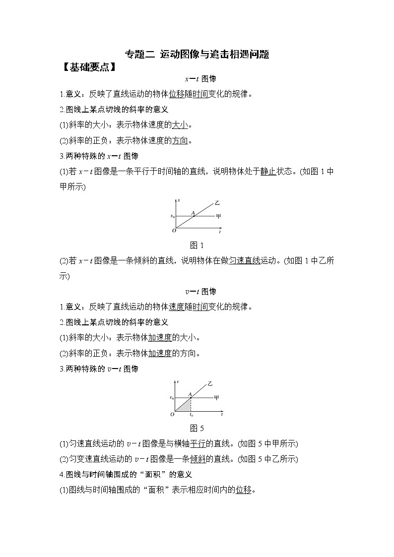 2023年高一物理上学期寒假重难点复习（人教版2019必修第一册）专题二 运动图像与追击相遇问题01
