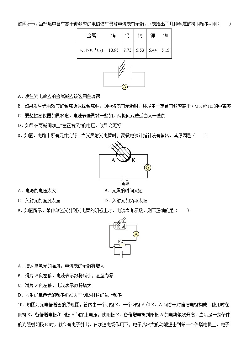 4.1 光电效应（同步练习）(原卷版)第3页