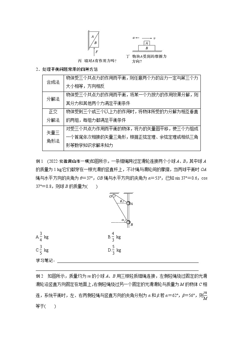2023版高考物理步步高大二轮复习讲义第一篇 专题一 第1讲　力与物体的平衡【学生版】第2页