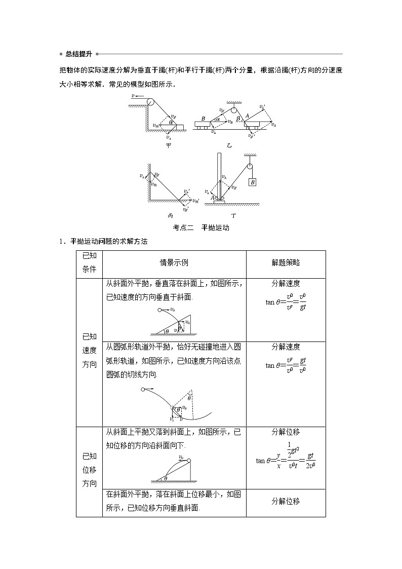 2023版高考物理步步高大二轮复习讲义第一篇 专题一 第3讲　抛体运动【解析版】02