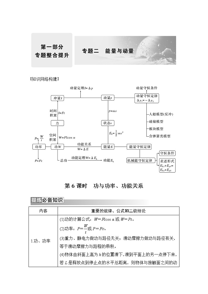 2023版高考物理创新设计二轮复习讲义第6课时　功与功率、功能关系第1页