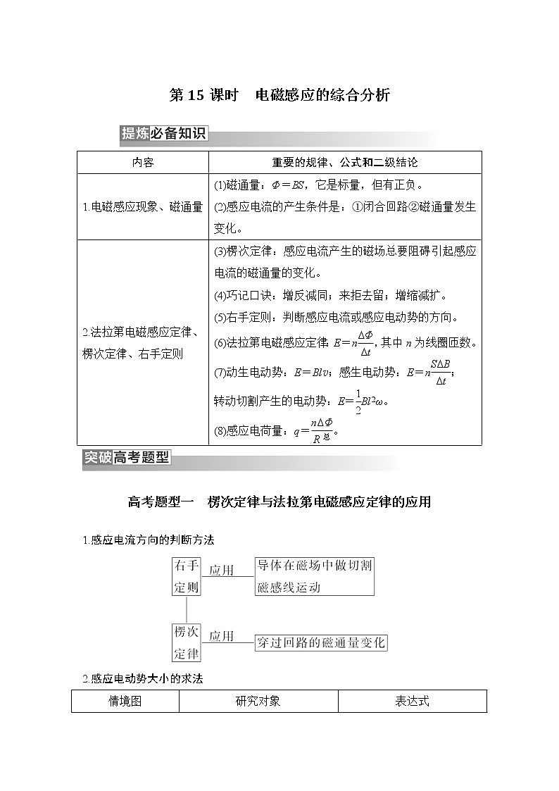 2023版高考物理创新设计二轮复习讲义第15课时　电磁感应的综合分析第1页