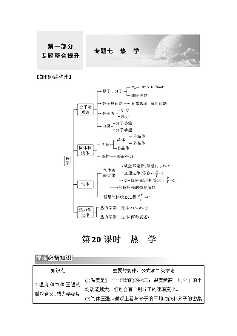 2023版高考物理创新设计二轮复习讲义第20课时　热　学01