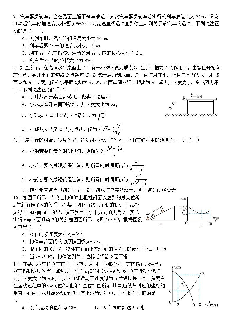 2022-2023学年湖北省武汉市第二中学高一上学期期末复习物理试题一第2页