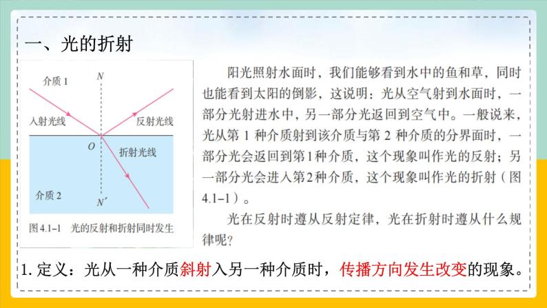 【人教版】物理选择性必修一  4.1 光的折射 课件04