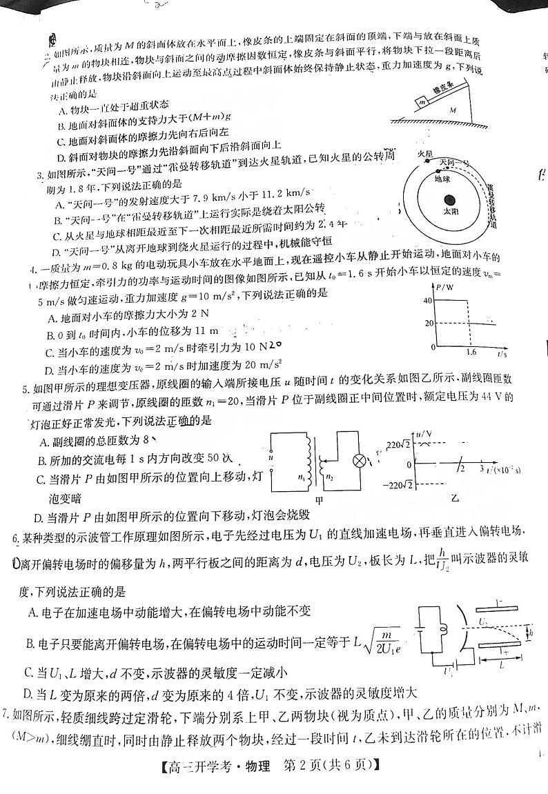 2023九师联盟（江西）高三开学考物理试题及答案第2页