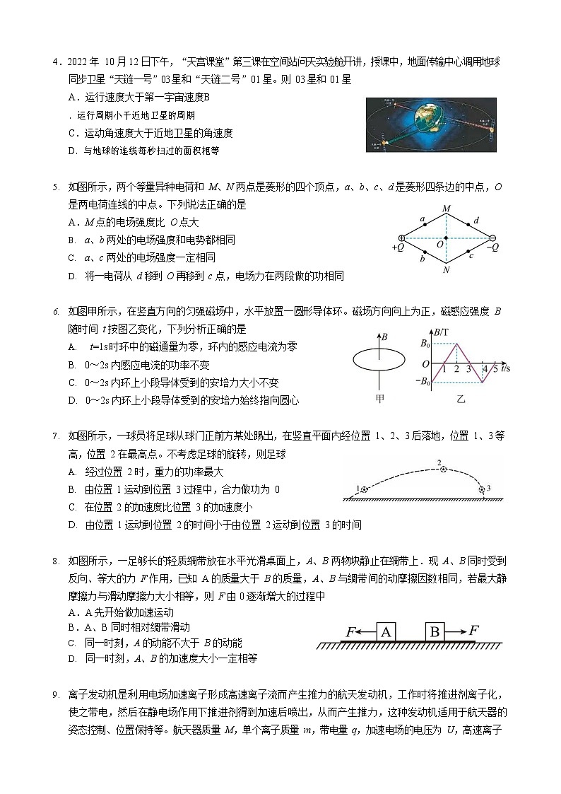 2022-2023学年江苏省无锡市江阴市高三上学期1月阶段测试 物理试卷（含答案）第2页