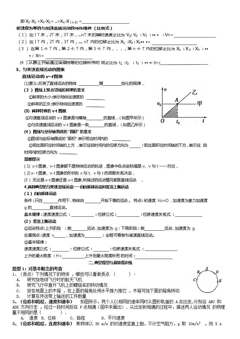 直线运动期末复习资料一（概念基础+典型题型 ）-高一物理期末专题复习（人教版2019必修第一册）02