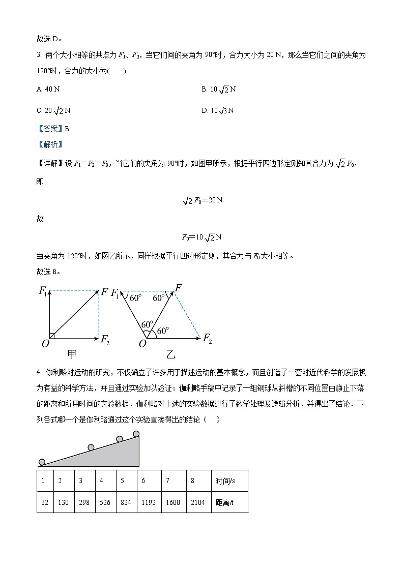 2022-2023学年浙江省金华市高一上学期期末考试 物理02
