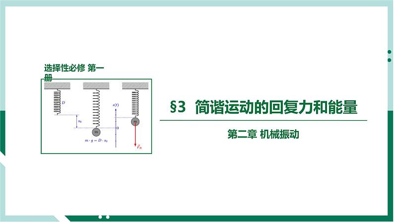 2.3简谐运动的回复力和能量（精品课件+分层作业）高二物理（人教版2019选择性必修第一册）01