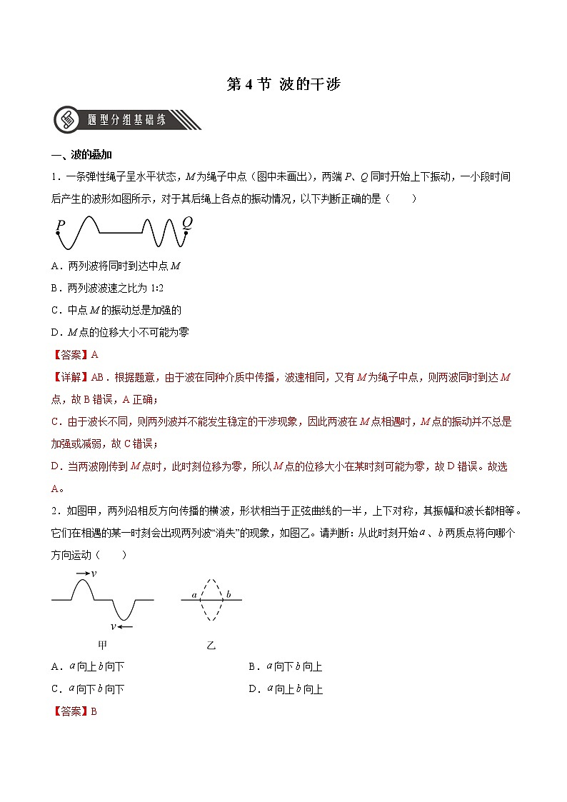 3.4波的干涉（精品课件+分层作业）高二物理同步备课系列（人教版2019选择性必修第一册）01
