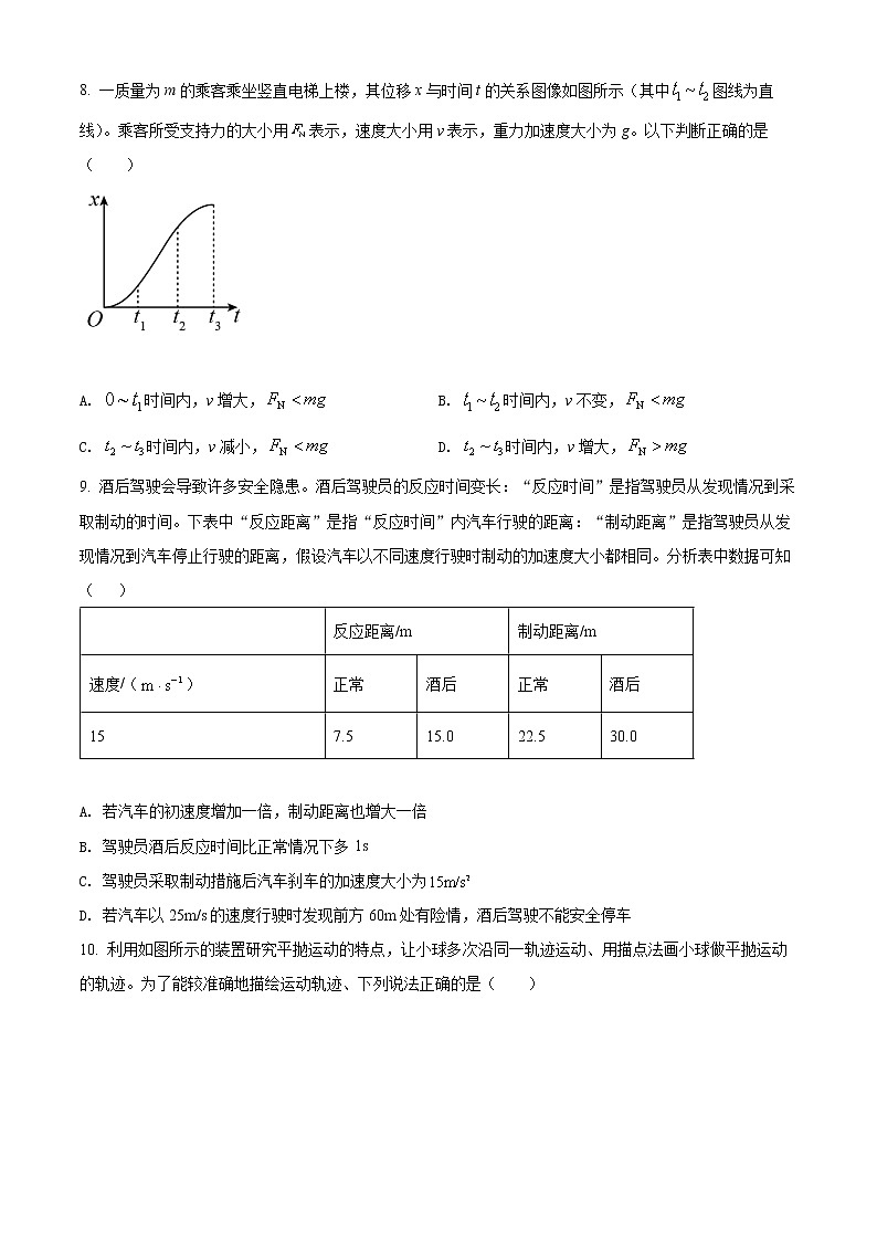 精品解析：陕西省渭南韩城市2021-2022学年高一（上）期末物理试题03