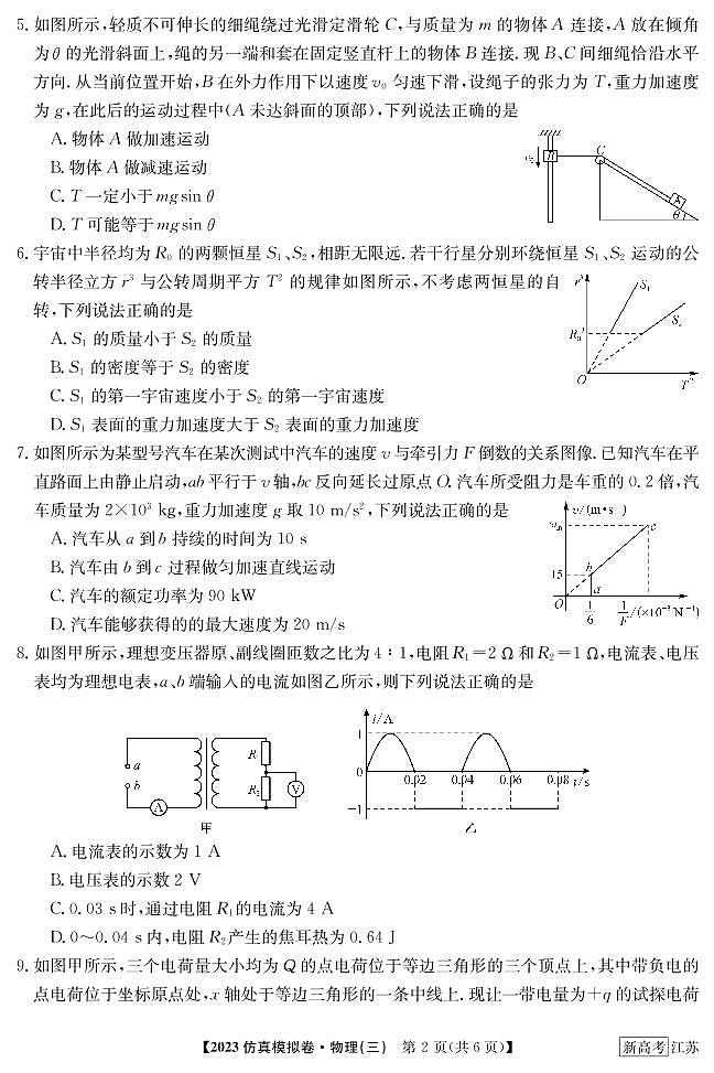 2023届江苏省普通高中选择性考试仿真物理模拟试卷（三）（PDF版含答案）02