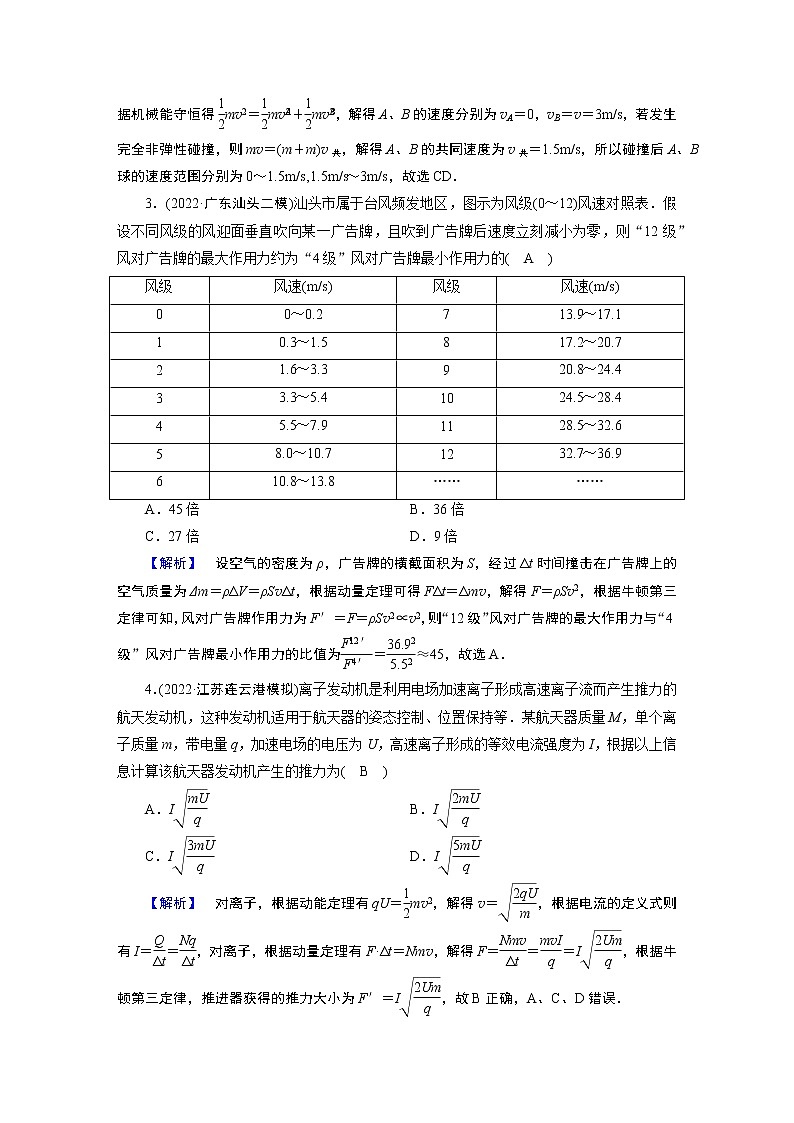 2023届二轮复习通用版 专题2 第2讲 动量　动量守恒定律 作业第2页