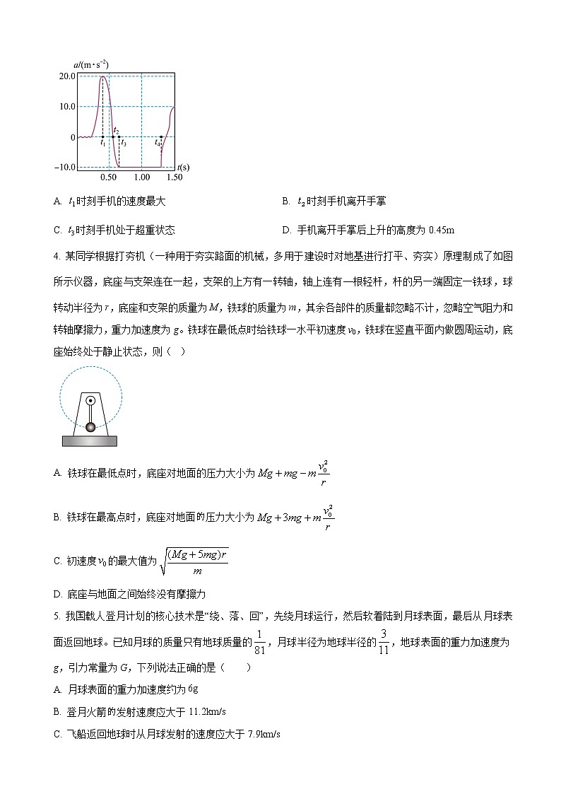 2023届河南省安阳市高三上学期期中考试物理试卷（word版）02
