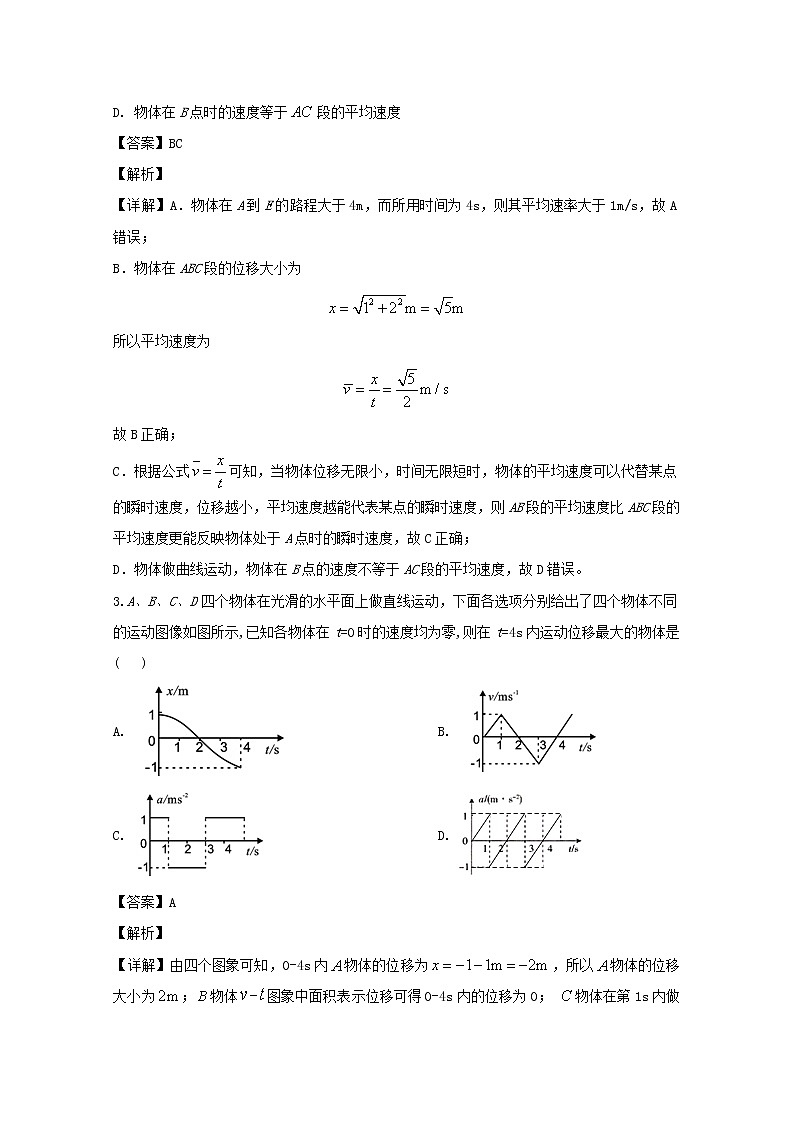 2019-2020学年辽宁省实验中学高一上学期期中考试物理试题 Word版含解析02