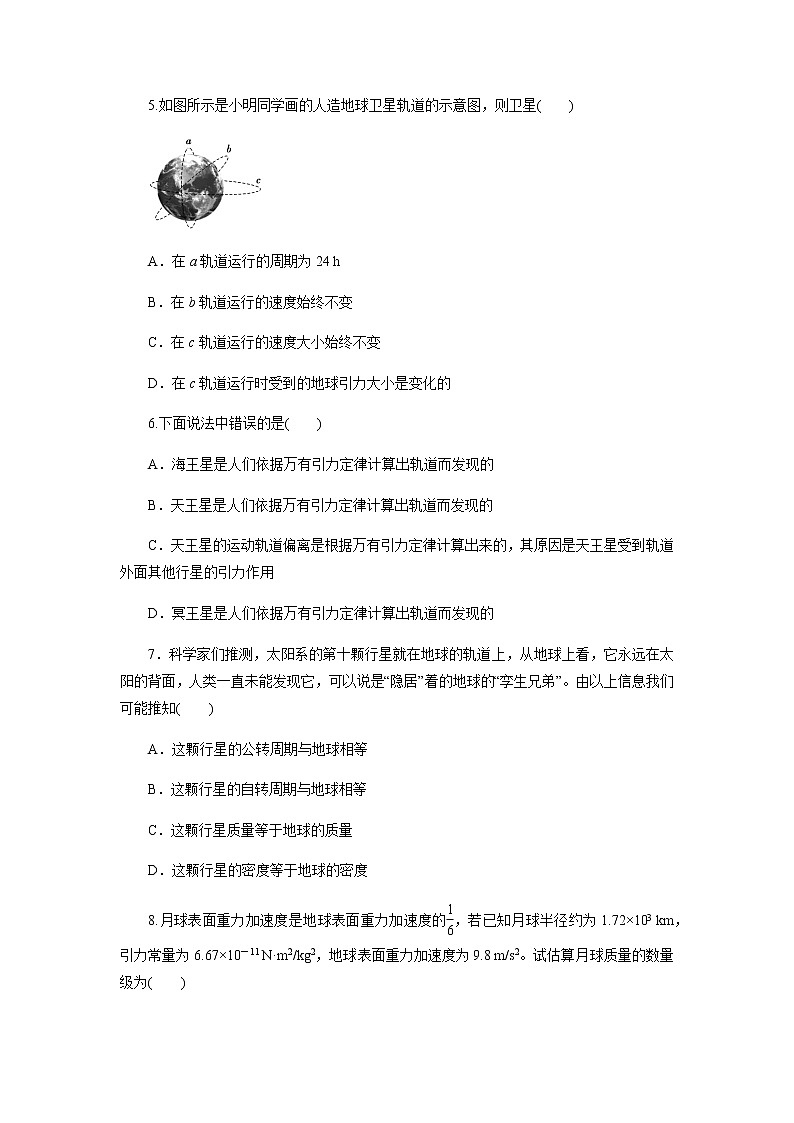 7.3  万有引力理论的成就 （原稿版+解析版） 试卷02