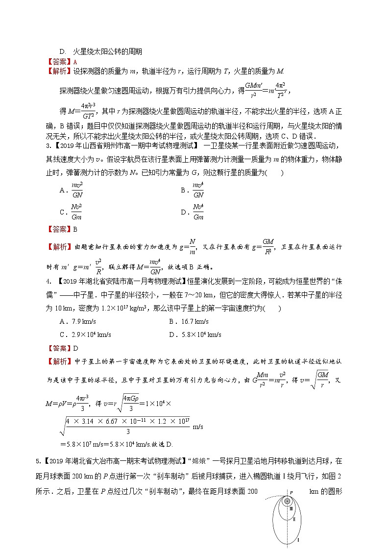 第七章万有引力与宇宙航行（能力提升）-2020-2021学年高一物理章末培优与单元双优测评卷（新教材人教版必修第二册）（解析版）第2页