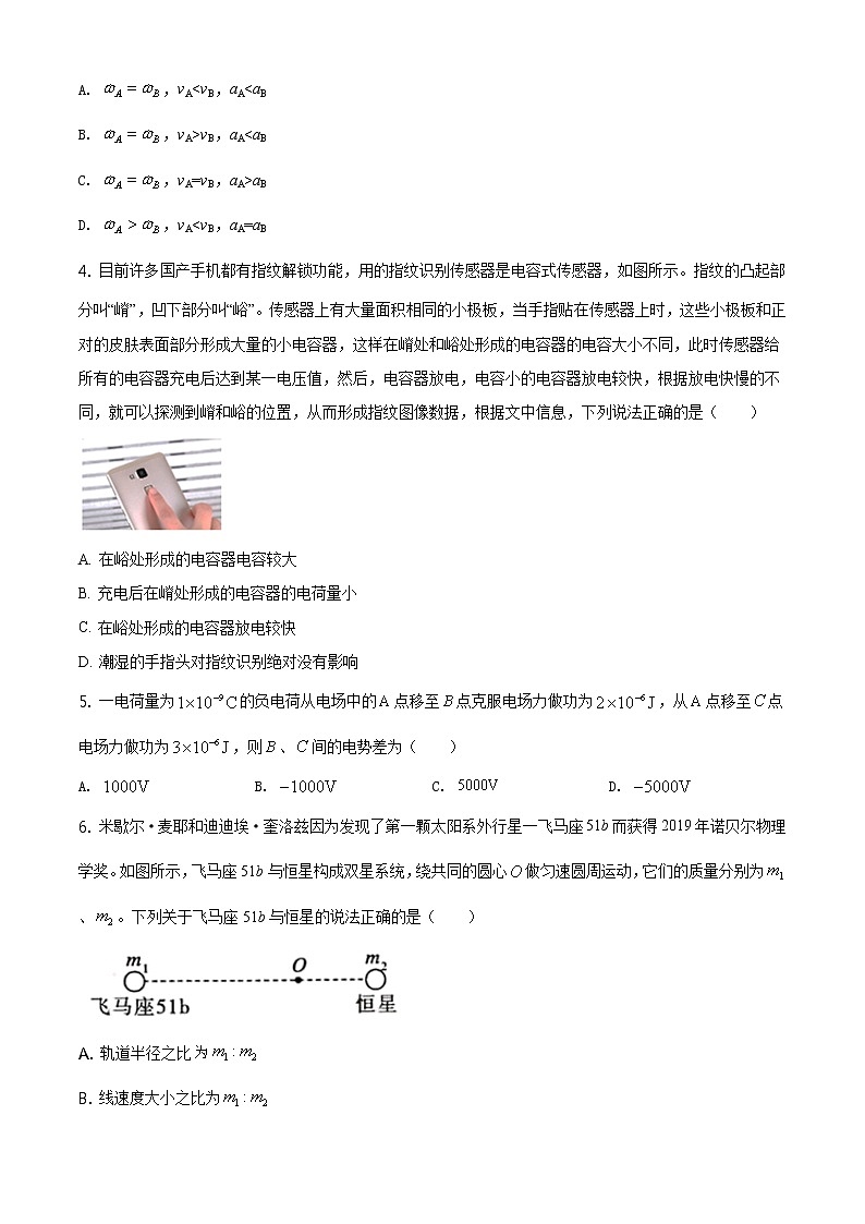 精品解析：山东省济宁市2019-2020学年高一（下）期末考试物理试题02