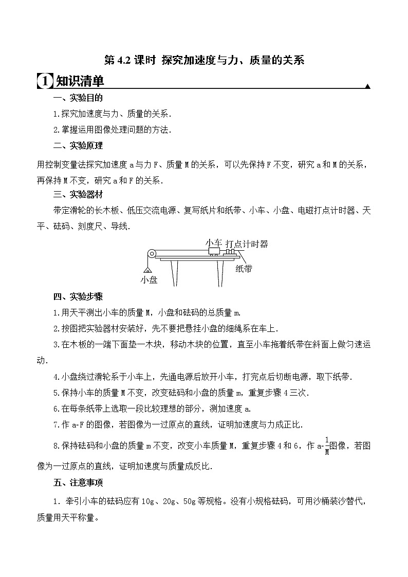 第4.2课时 探究加速度与力、质量的关系（解析版）第1页