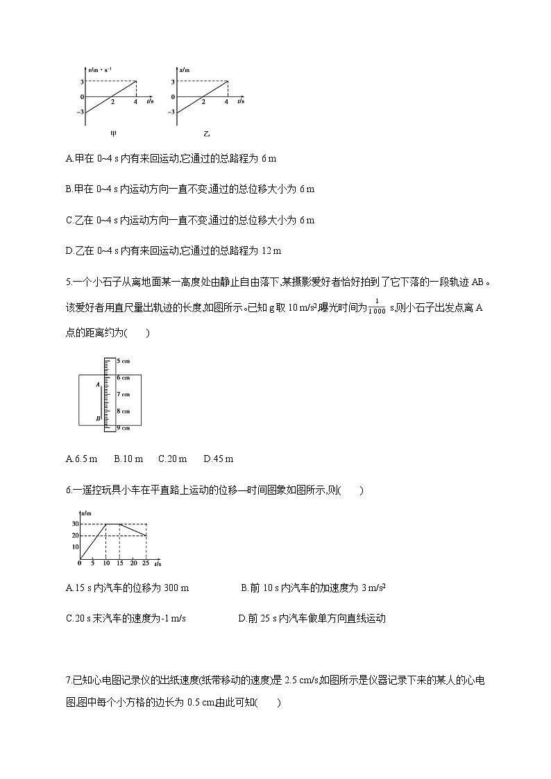 第2章 匀变速直线运动的研究 检测—（原卷+解析）【新教材】人教版（2019）高中物理必修第一册02