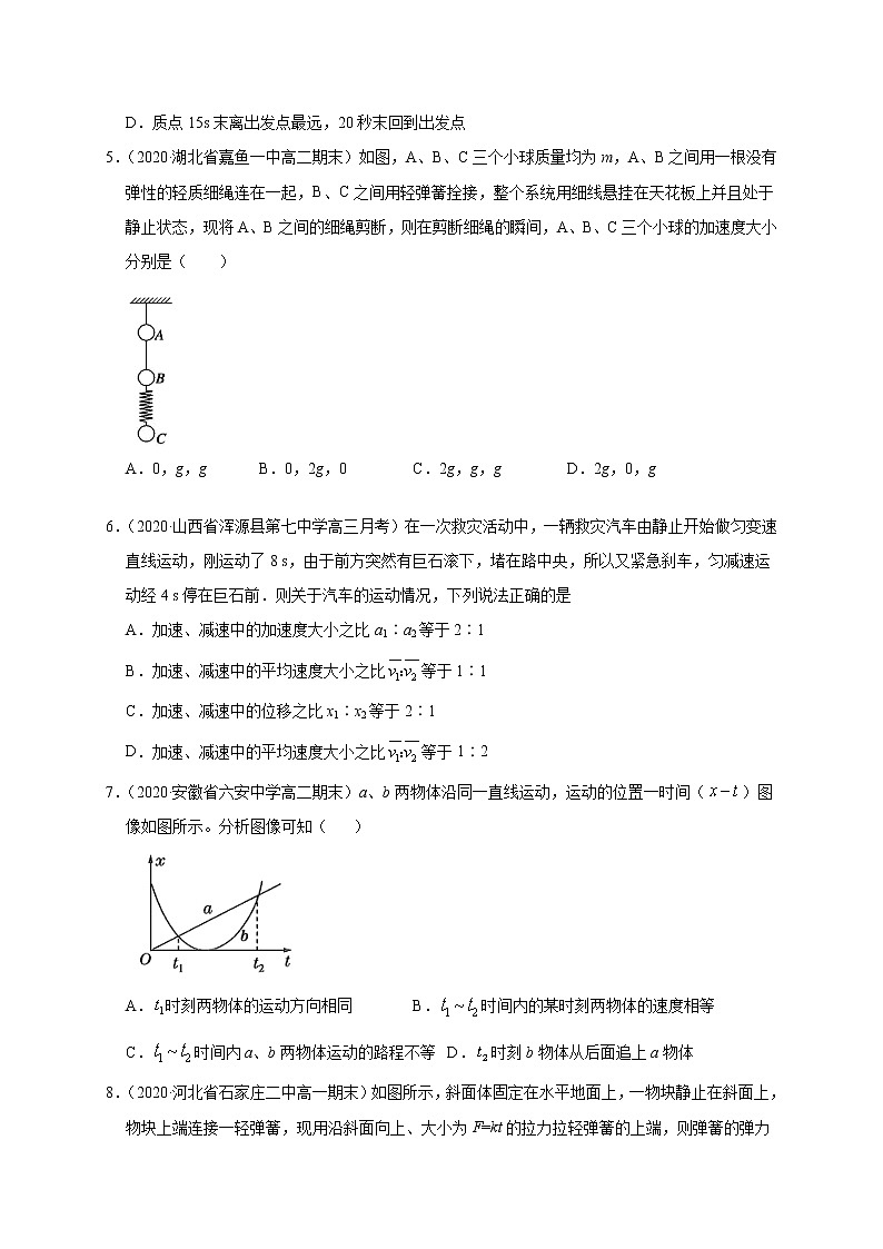 必修第一册综合测试（原卷版）-2020-2021学年高一物理必修第一册过关检测（新人教版）第2页