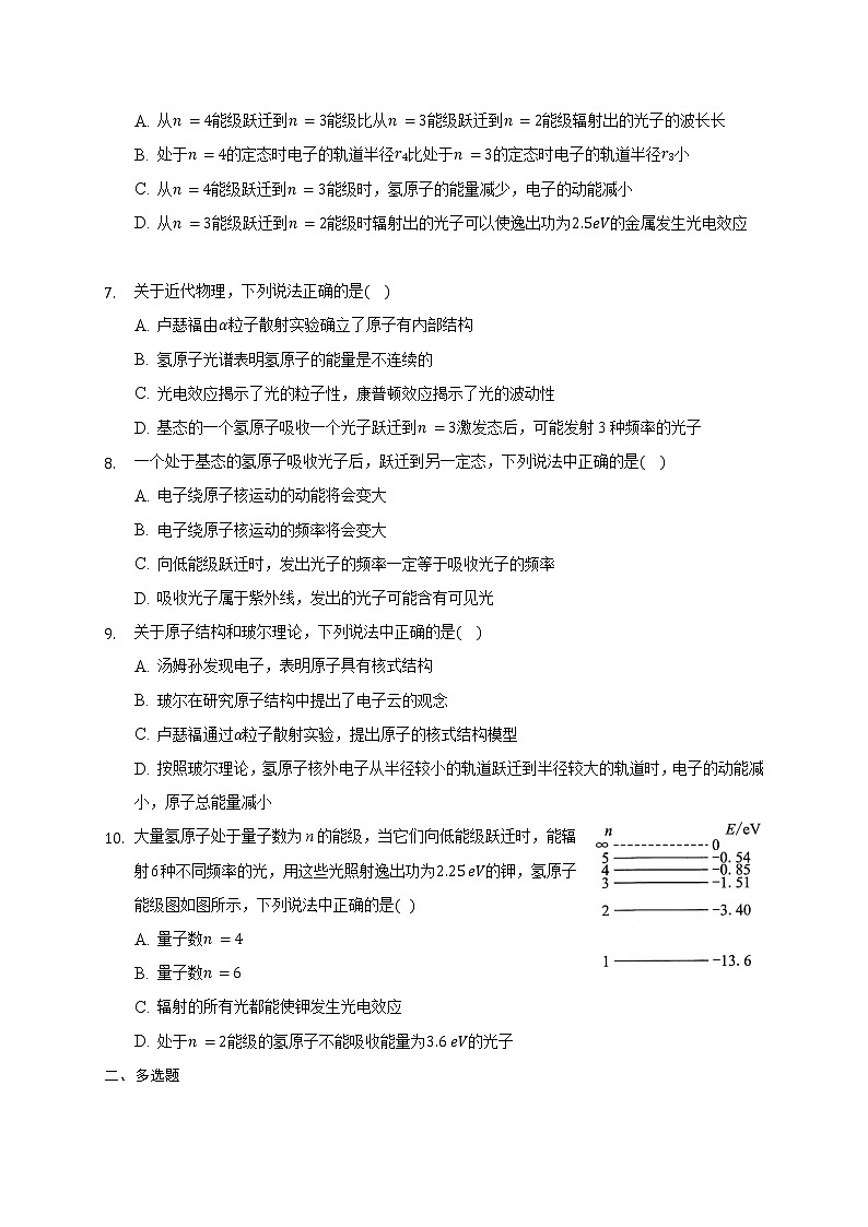 4.4 氢原子光谱和玻尔的原子模型 练习—2020-2021学年【新教材】人教版（2019）高中物理选择性必修三02