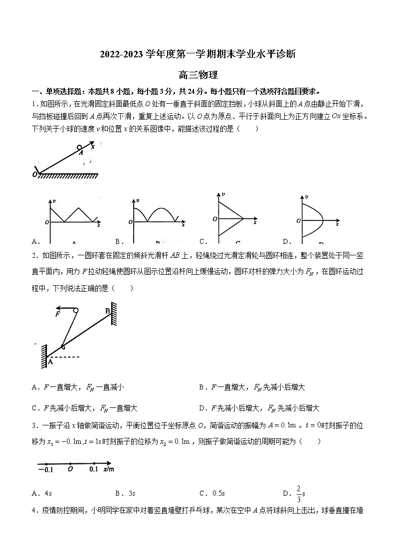 山东省烟台市2022-2023学年高三上学期期末学业水平诊断物理试题第1页