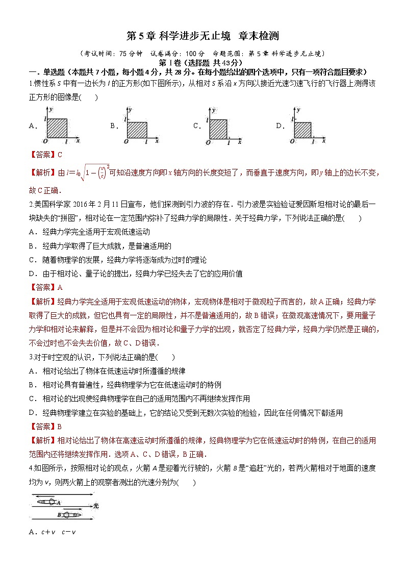 第5章+科学进步无止境++章末检测（课件+练习）-高中物理同步备课系列（鲁科版2019必修第二册）01