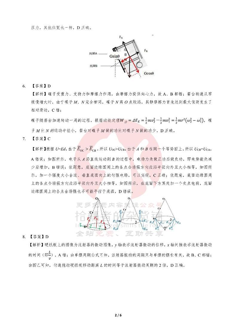 广东省新高考普通高中学科综合素养评价期末考—物理参考答案第2页