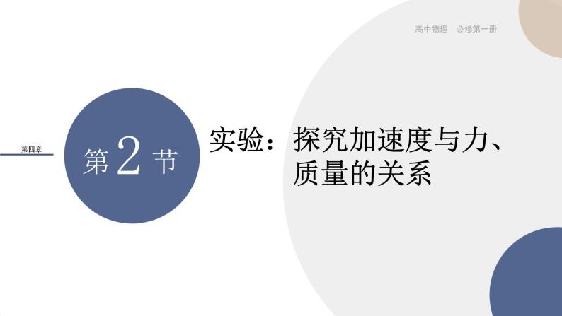 人教版高中物理必修第一册 4.2《实验：探究加速度与力、质量的关系》课件PPT01