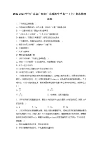 2022-2023学年广东省广州市广东番禺中学高一（上）期末物理试卷（含答案解析）