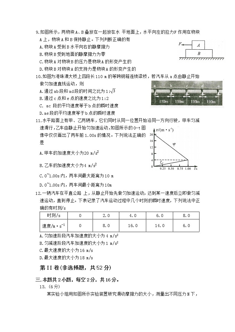 2022-2023学年四川省绵阳市高一上学期学业发展指导测评物理试卷03